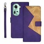 For OPPO Reno11 5G Global idewei Two-color Splicing Leather Phone Case(Purple)