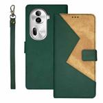 For OPPO Reno11 Pro 5G Global idewei Two-color Splicing Leather Phone Case(Green)