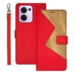 For OPPO Reno13 F 5G idewei Two-color Splicing Leather Phone Case(Red)
