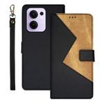 For OPPO Reno13 F 5G idewei Two-color Splicing Leather Phone Case(Black)