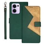 For OPPO Reno13 F 5G idewei Two-color Splicing Leather Phone Case(Green)
