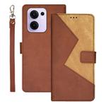 For OPPO Reno13 F 5G idewei Two-color Splicing Leather Phone Case(Brown)
