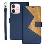 For OPPO A5 Pro 5G Global idewei Two-color Splicing Leather Phone Case(Blue)