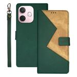 For OPPO A5 Pro 5G Global idewei Two-color Splicing Leather Phone Case(Green)