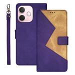 For OPPO A5 Pro 5G Global idewei Two-color Splicing Leather Phone Case(Purple)