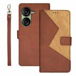 For Asus Zenfone 10 idewei Two-color Splicing Leather Phone Case(Brown)