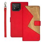 For ASUS ROG Phone 8 idewei Two-color Splicing Leather Phone Case(Red)