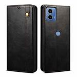 For Motorola Moto G04 / G24 Oil Wax Crazy Horse Texture Leather Phone Case(Black)