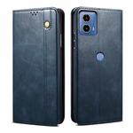 For Motorola Moto G34 Oil Wax Crazy Horse Texture Leather Phone Case(Blue)