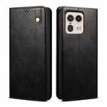 For Motorola Edge 50 Ultra Oil Wax Crazy Horse Texture Leather Phone Case(Black)