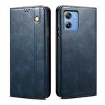 For Motorola Moto G54 5G Global Oil Wax Crazy Horse Texture Leather Phone Case(Blue)