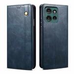 For Motorola Edge 50 5G Global Oil Wax Crazy Horse Texture Leather Phone Case(Blue)