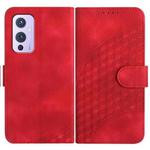 For OnePlus 9 YX0060 Elephant Head Embossed Phone Leather Case with Lanyard(Red)