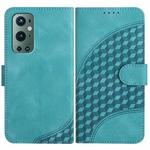 For OnePlus 9 Pro YX0060 Elephant Head Embossed Phone Leather Case with Lanyard(Light Blue)