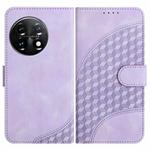 For OnePlus 11 YX0060 Elephant Head Embossed Phone Leather Case with Lanyard(Light Purple)