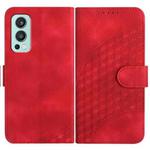 For OnePlus Nord 2 5G YX0060 Elephant Head Embossed Phone Leather Case with Lanyard(Red)