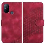 For OnePlus Nord N100 4G YX0060 Elephant Head Embossed Phone Leather Case with Lanyard(Rose Red)
