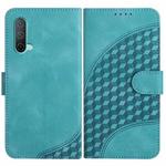 For OnePlus Nord CE 5G YX0060 Elephant Head Embossed Phone Leather Case with Lanyard(Light Blue)