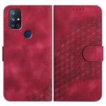 For OnePlus Nord N10 5G YX0060 Elephant Head Embossed Phone Leather Case with Lanyard(Rose Red)