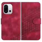 For OnePlus 13T Elephant Head Embossed Phone Leather Case with Lanyard(Rose Red)