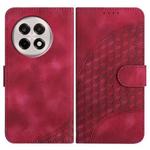 For OnePlus Ace 5 / 13R Global Elephant Head Embossed Phone Leather Case with Lanyard(Rose Red)