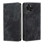 For Itel S23 4G RFID Anti-theft Brush Magnetic Leather Phone Case(Black)