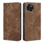For Itel S23 4G RFID Anti-theft Brush Magnetic Leather Phone Case(Brown)