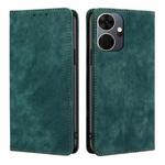 For Itel P55+ 4G RFID Anti-theft Brush Magnetic Leather Phone Case(Green)