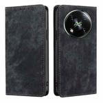 For Itel RS4 4G RFID Anti-theft Brush Magnetic Leather Phone Case(Black)