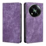 For Itel RS4 4G RFID Anti-theft Brush Magnetic Leather Phone Case(Purple)