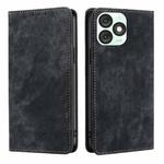 For Itel A50 4G RFID Anti-theft Brush Magnetic Leather Phone Case(Black)