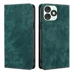 For Itel A50 4G RFID Anti-theft Brush Magnetic Leather Phone Case(Green)