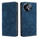 For Itel S24 4G RFID Anti-theft Brush Magnetic Leather Phone Case(Blue)