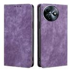 For Itel S24 4G RFID Anti-theft Brush Magnetic Leather Phone Case(Purple)