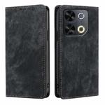 For Itel P65 RFID Anti-theft Brush Magnetic Leather Phone Case(Black)