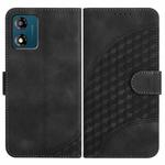 For Motorola Moto E13 YX0060 Elephant Head Embossed Phone Leather Case with Lanyard(Black)