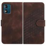 For Motorola Moto E13 YX0060 Elephant Head Embossed Phone Leather Case with Lanyard(Coffee)