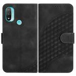 For Motorola Moto E20 4G YX0060 Elephant Head Embossed Phone Leather Case with Lanyard(Black)