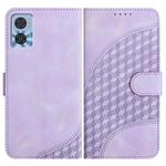 For Motorola Moto E22 YX0060 Elephant Head Embossed Phone Leather Case with Lanyard(Light Purple)