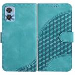 For Motorola Moto E22 YX0060 Elephant Head Embossed Phone Leather Case with Lanyard(Light Blue)