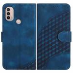 For Motorola Moto E40/E30 YX0060 Elephant Head Embossed Phone Leather Case with Lanyard(Royal Blue)