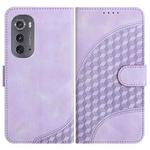 For Motorola Edge 2022 YX0060 Elephant Head Embossed Phone Leather Case with Lanyard(Light Purple)