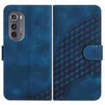 For Motorola Edge 2022 YX0060 Elephant Head Embossed Phone Leather Case with Lanyard(Royal Blue)