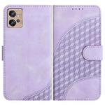 For Motorola Moto G32 YX0060 Elephant Head Embossed Phone Leather Case with Lanyard(Light Purple)