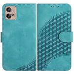 For Motorola Moto G32 YX0060 Elephant Head Embossed Phone Leather Case with Lanyard(Light Blue)