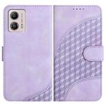 For Motorola Moto G53 5G/G13/G23/G53 YX0060 Elephant Head Embossed Phone Leather Case with Lanyard(Light Purple)