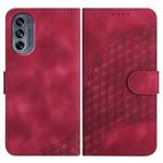 For Motorola Moto G62 5G YX0060 Elephant Head Embossed Phone Leather Case with Lanyard(Rose Red)