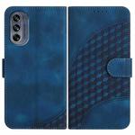 For Motorola Moto G62 5G YX0060 Elephant Head Embossed Phone Leather Case with Lanyard(Royal Blue)