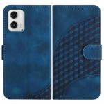 For Motorola Moto G73 YX0060 Elephant Head Embossed Phone Leather Case with Lanyard(Royal Blue)