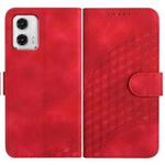 For Motorola Moto G73 YX0060 Elephant Head Embossed Phone Leather Case with Lanyard(Red)